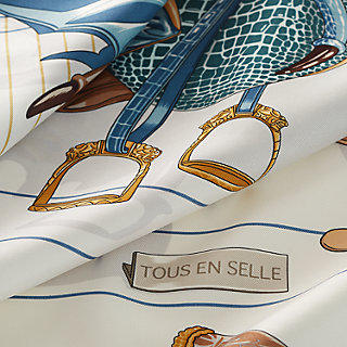 Tous en Selle scarf 90 - White | Hermès Mainland China